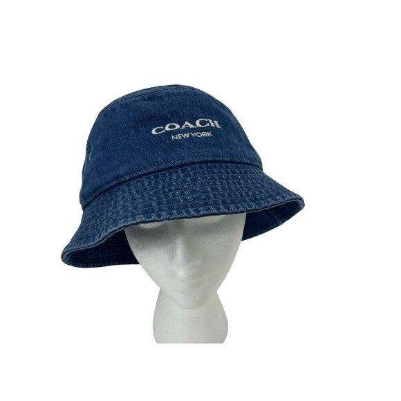 Coach Womens M/L 100% Cotton New York Denim Blue Bucket Hat NWT MSRP $128 - Picture 2 of 10